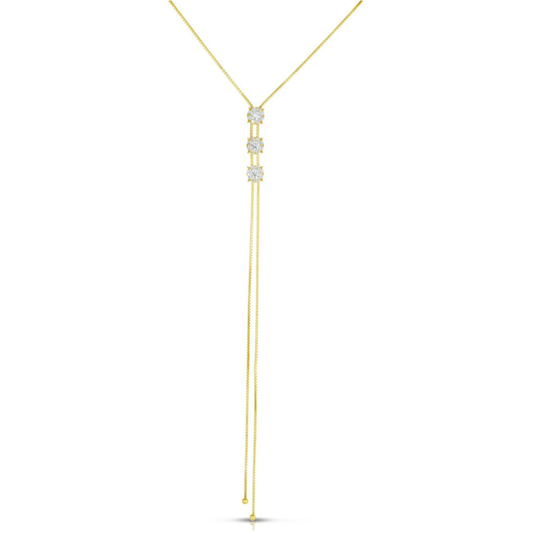Diamond Bolo Slide Necklace with Prong Set Diamond