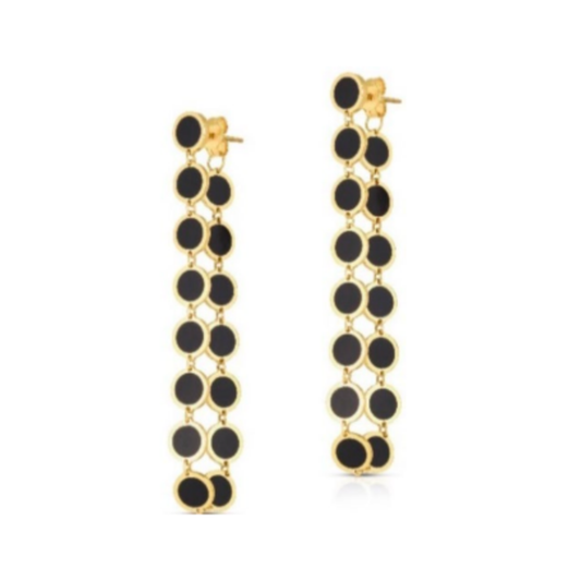 Circle Inlay Front/Back Loop Earrings