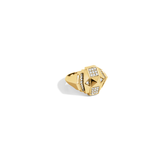 Rockaway Mini Pyramid Half Paved Ring