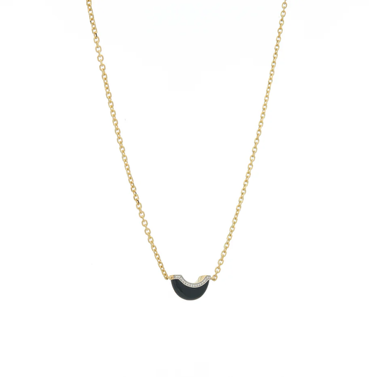 Luna Mini Necklace - Black Onyx & Diamond Pave Detail