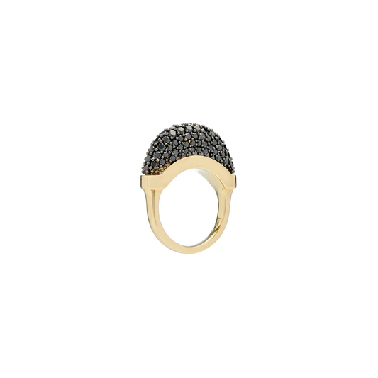 Luna Ring - Gold with Black Diamond Pave