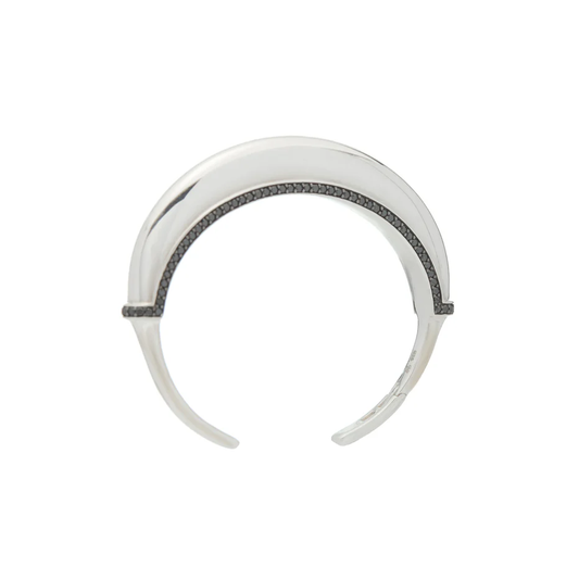 Luna Cuff - Silver with Black Diamond Detail