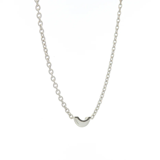 Luna Mini Necklace - Silver with Black Diamond Detail