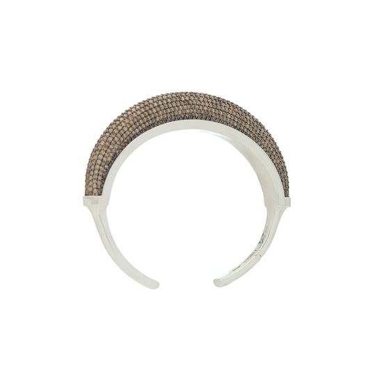 Luna Cuff - Silver with Brown Diamond Pave