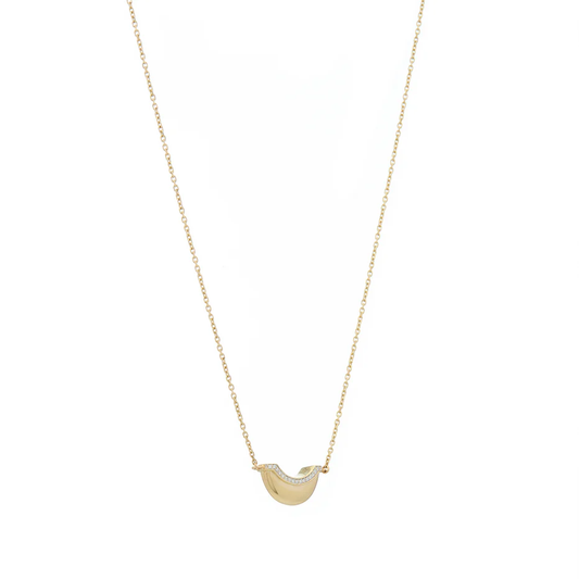 Luna Mini Necklace - Gold & Diamond Pave Detail