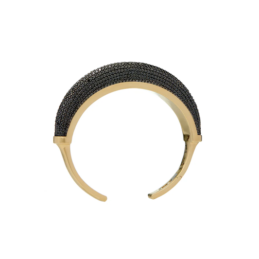 Luna Cuff -Gold Black Diamond Pave