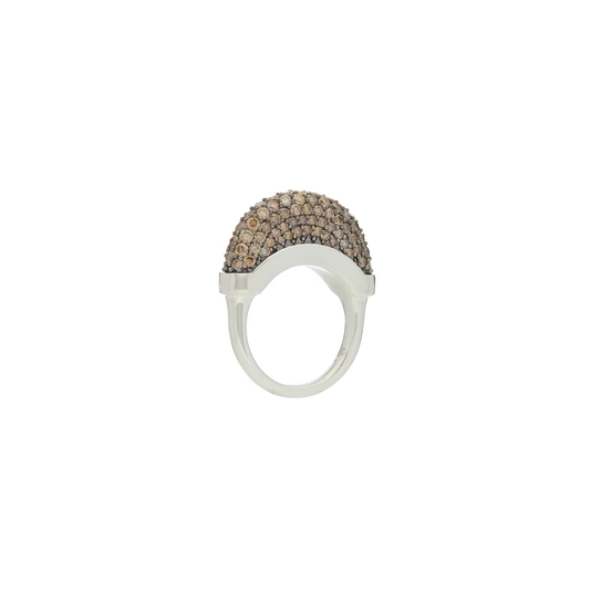 Luna Ring - Silver with Brown Diamond Pave