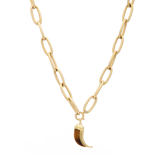 Wyld Dorian Horn - Yellow Gold and Tiger Eye