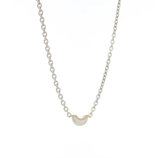 Luna Mini Necklace - Silver/Gold with Diamond Pave Detail