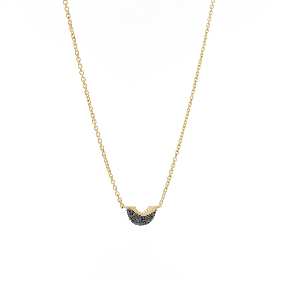 Luna Mini Necklace - Gold with Black Diamond Pave
