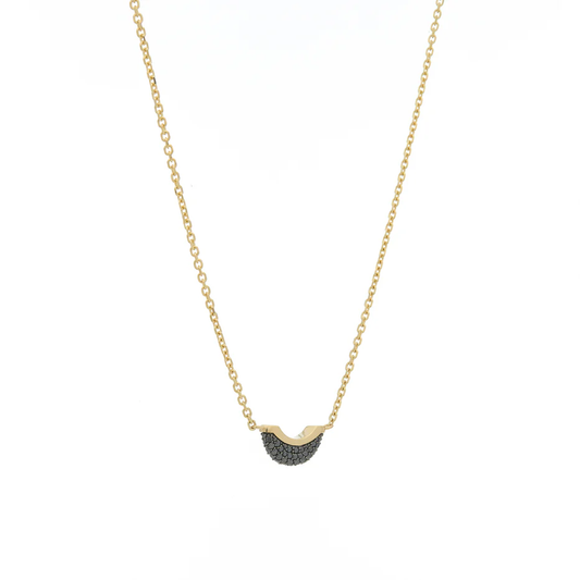 Luna Mini Necklace - Gold with Black Diamond Pave