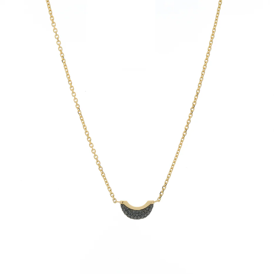 Luna Mini Necklace - Gold with Black Diamond Pave