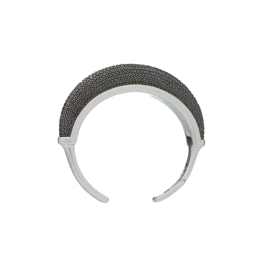 Luna Cuff - Silver with Black Diamond Pave