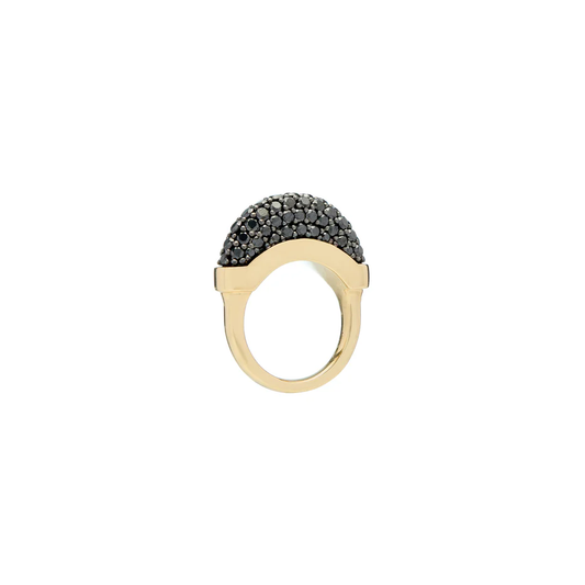 Luna Mini Ring - Gold with Black Diamond Pave