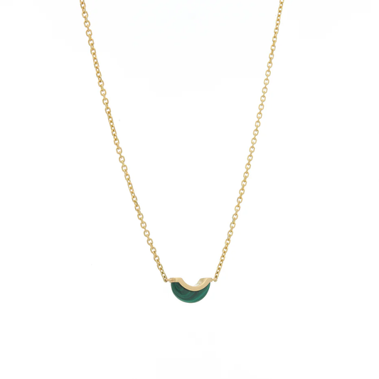 Luna Mini Necklace - Malachite & Diamond Pave Detail