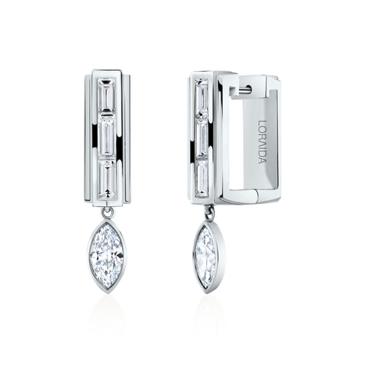 Vortex Baguette Hanging Marquise Earrings