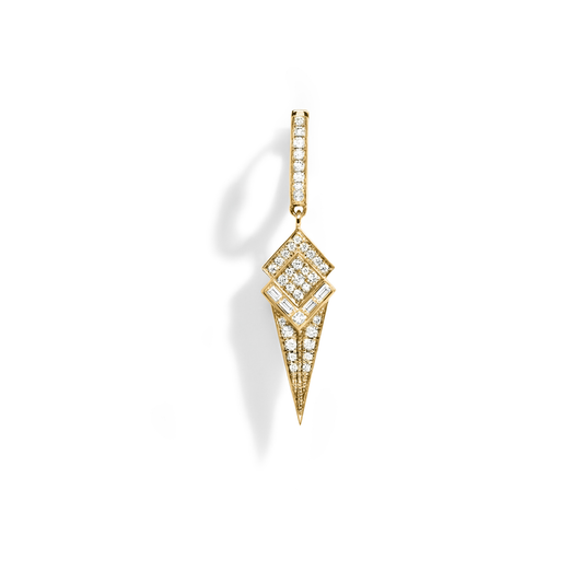 Diamond and Yellow Gold Stairway Cone Hoop