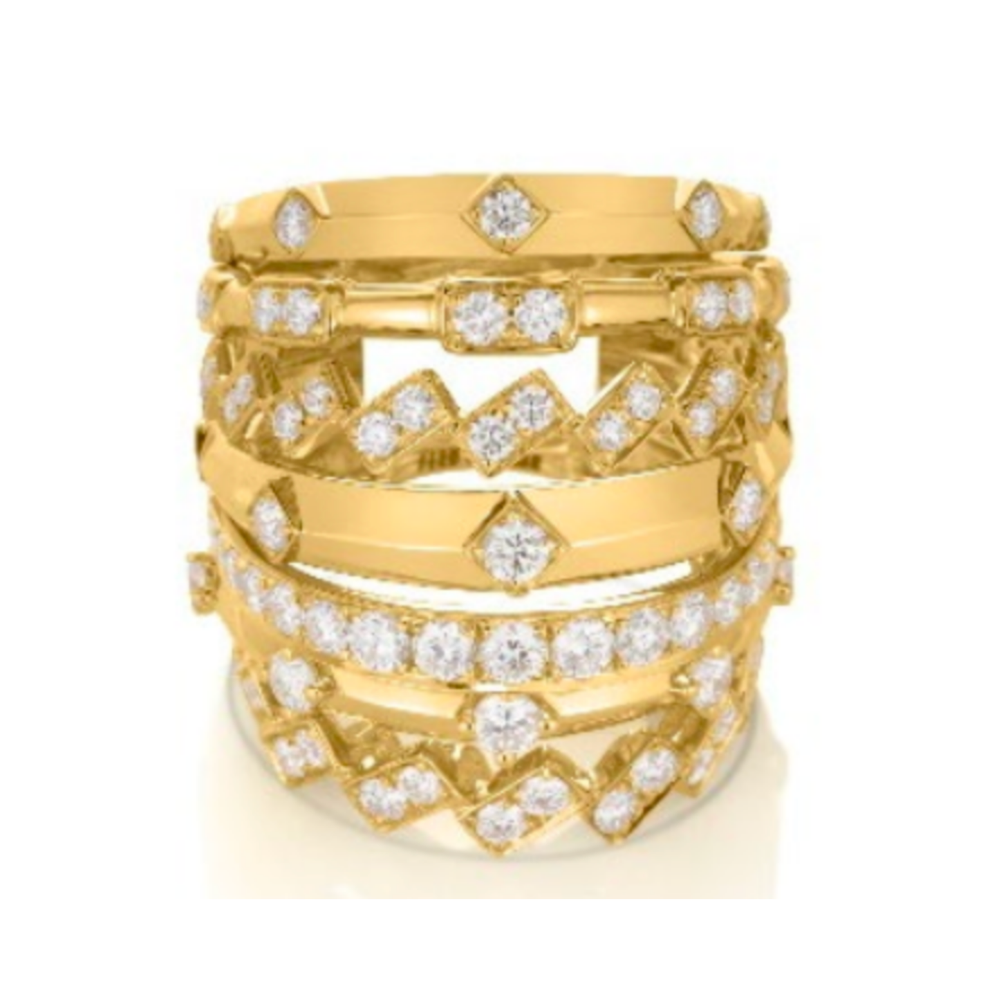 Large Multi Band with Mixed Diamond Ring