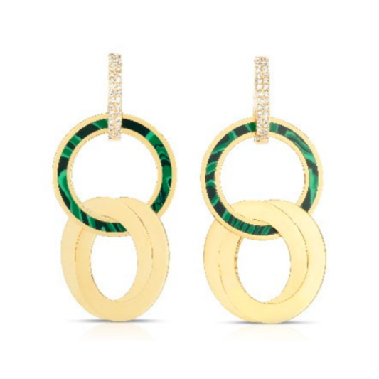 Malachite Single Circle Earrings