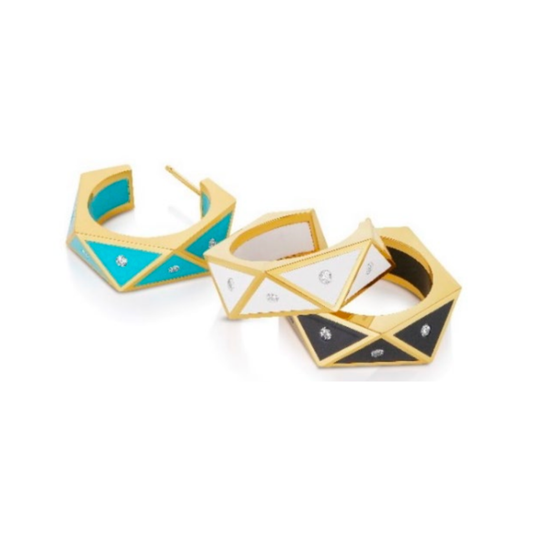 Ceramic & Diamond Pentagon Earrings
