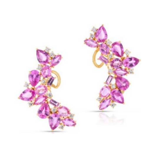 Pink Sapphire Ear Climber