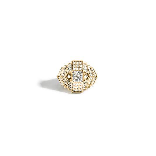 Mini Rockaway Pyramid Yellow Gold & Diamond Ring