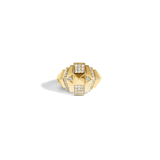 Rockaway Mini Pyramid Half Paved Ring