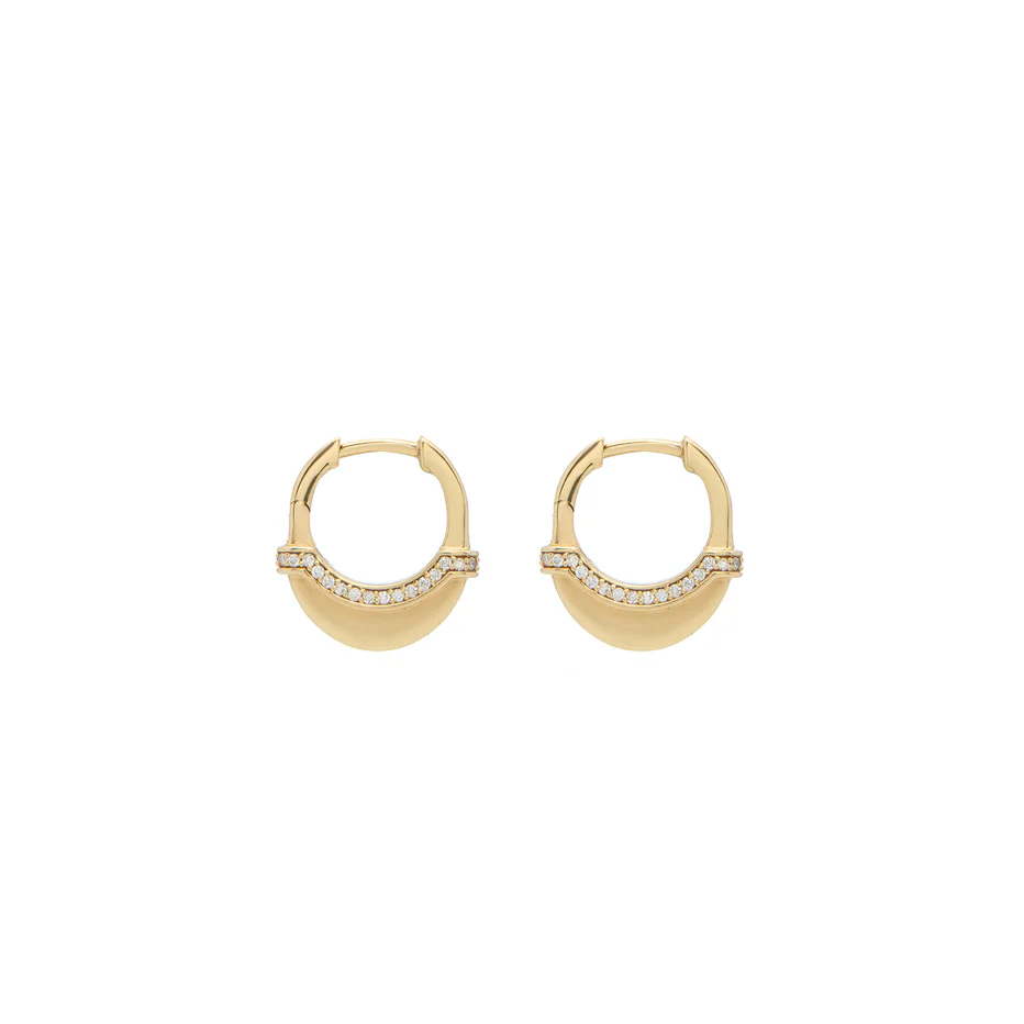 Luna X-Small Hoops - Gold with Diamond Pave Detail