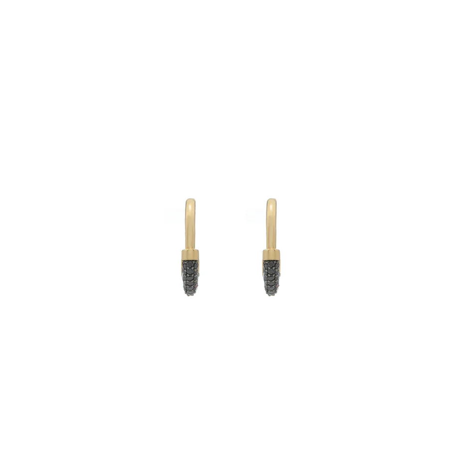 Luna Small Hoops - Gold with Black Diamond Pave