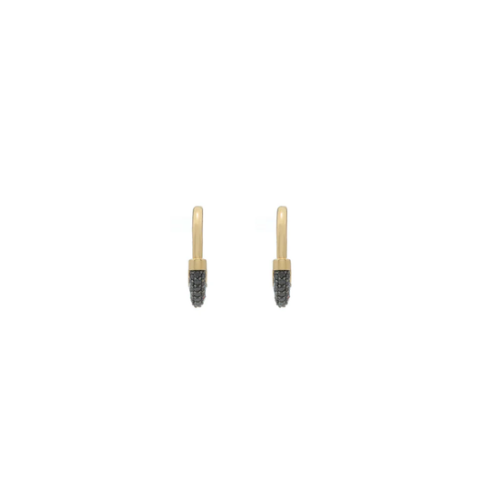 Luna Small Hoops - Gold with Black Diamond Pave
