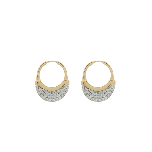 Luna Medium Hoops - Gold with Diamond Pave