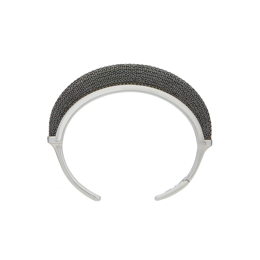 Luna Cuff - Silver with Black Diamond Pave