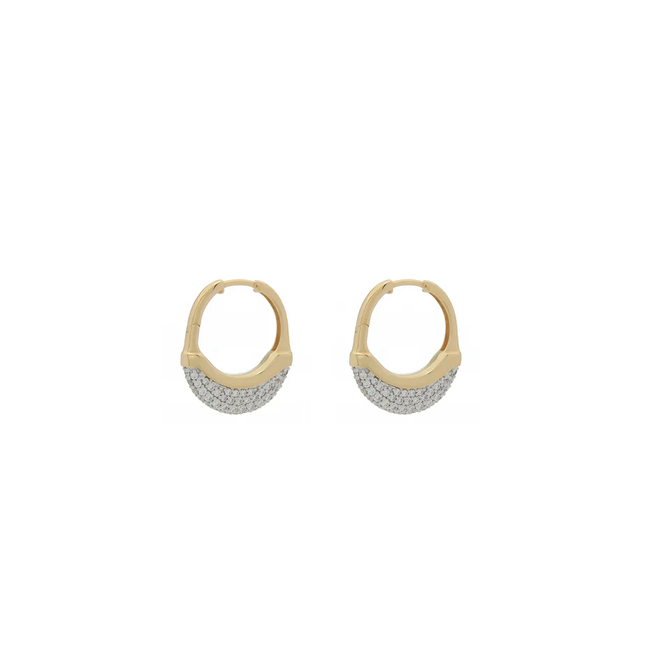 Luna X-Small Hoops - Gold with Diamond Pave