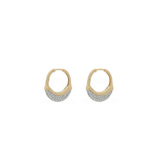Luna X-Small Hoops - Gold with Diamond Pave