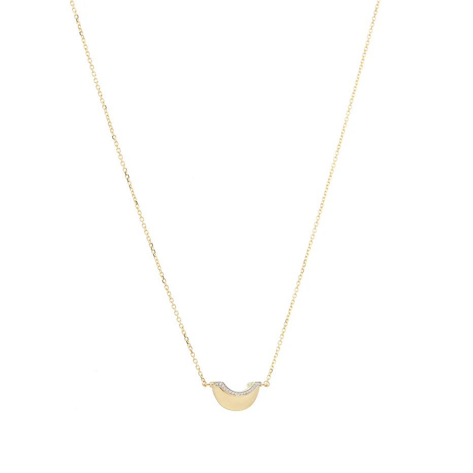 Luna Mini Necklace - Gold & Diamond Pave Detail