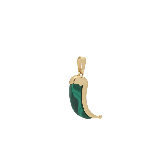 Wyld Dorian Horn - Yellow Gold and Malachite