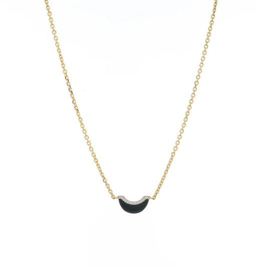 Luna Mini Necklace - Black Onyx & Diamond Pave Detail