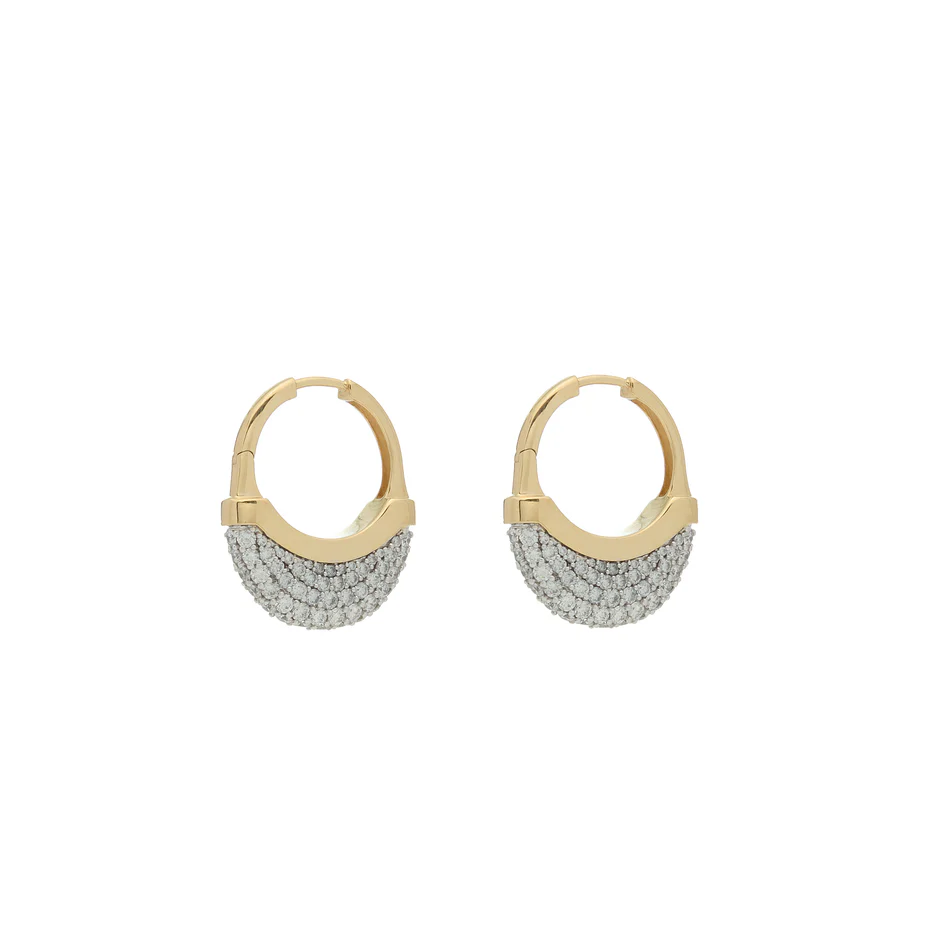 Luna Medium Hoops - Gold with Diamond Pave