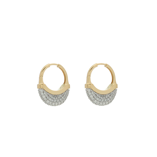 Luna Medium Hoops - Gold with Diamond Pave