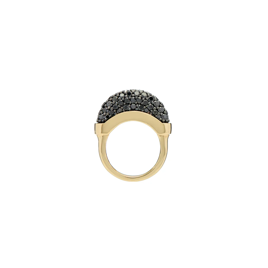 Luna Mini Ring - Gold with Black Diamond Pave