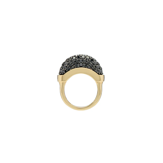 Luna Mini Ring - Gold with Black Diamond Pave