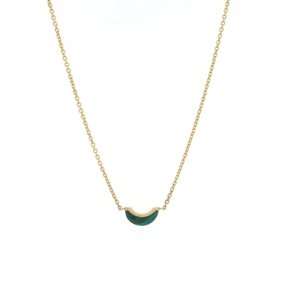Luna Mini Necklace - Malachite & Diamond Pave Detail