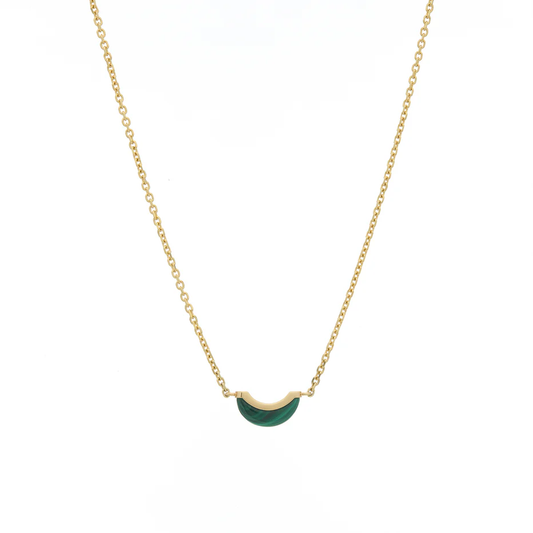 Luna Mini Necklace - Malachite & Diamond Pave Detail