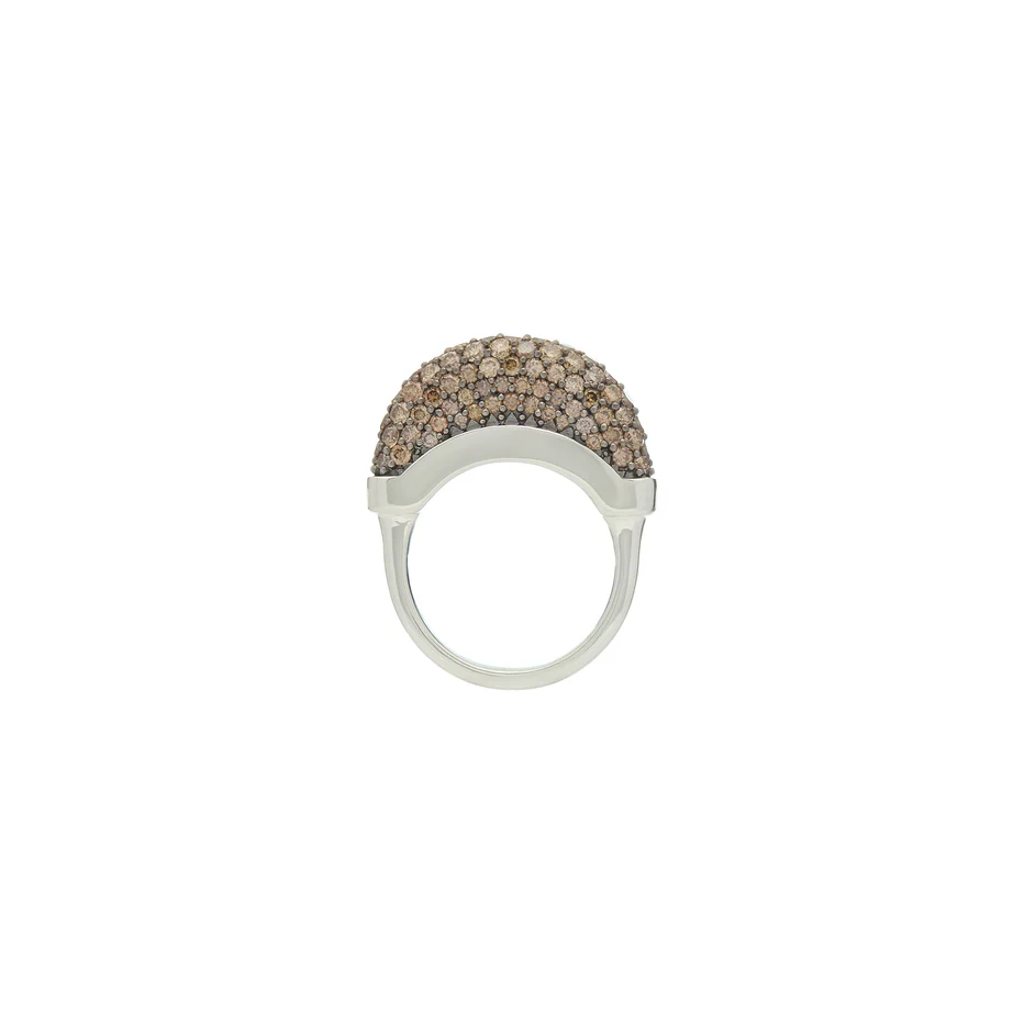 Luna Ring - Silver with Brown Diamond Pave