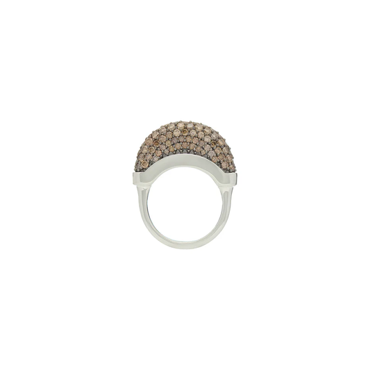 Luna Ring - Silver with Brown Diamond Pave