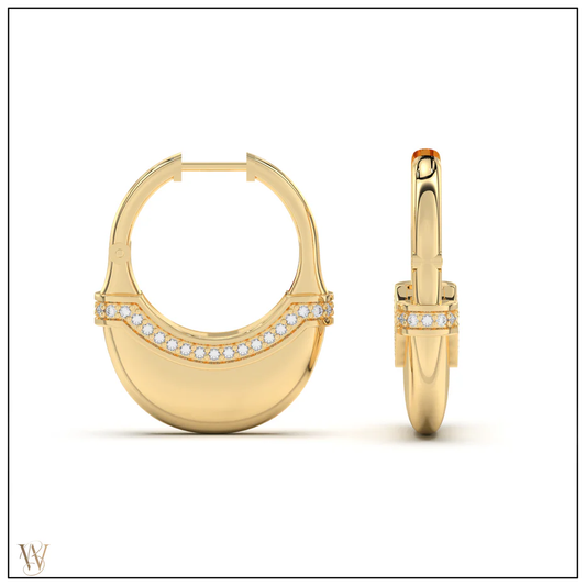 Luna Small Hoops - Gold with Diamond Pave Detail