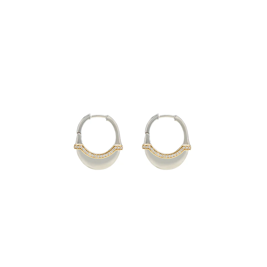 Luna X-Small Hoops - Silver/Gold with Diamond Detail