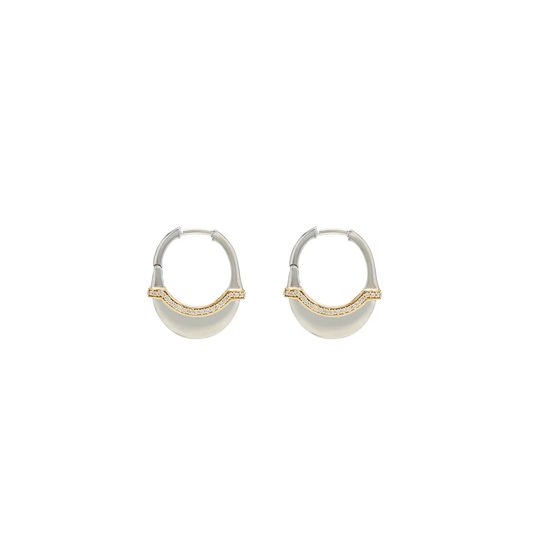 Luna X-Small Hoops - Silver/Gold with Diamond Detail