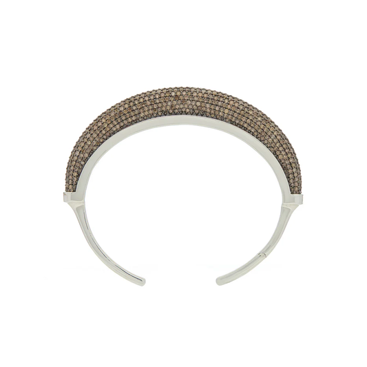 Luna Cuff - Silver with Brown Diamond Pave