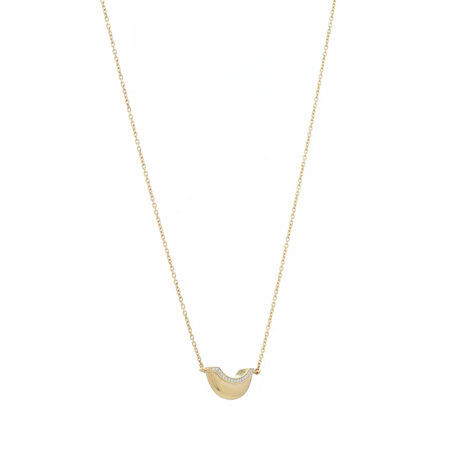 Luna Mini Necklace - Gold & Diamond Pave Detail
